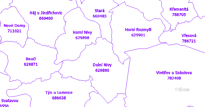 Katastrální mapa Dolní Nivy