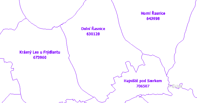 Katastrální mapa Dolní Řasnice
