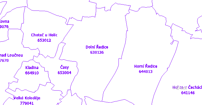 Katastrální mapa Dolní Ředice