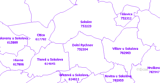 Katastrální mapa Dolní Rychnov