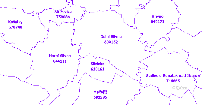 Katastrální mapa Dolní Slivno