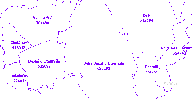 Katastrální mapa Dolní Újezd