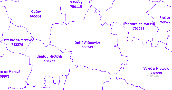 Katastrální mapa Dolní Vilémovice