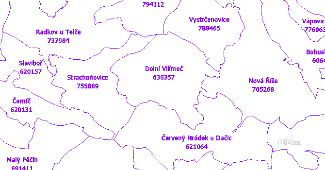 Katastrální mapa Dolní Vilímeč