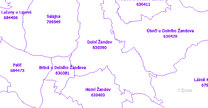 Katastrální mapa Dolní Žandov