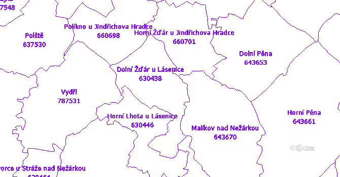 Katastrální mapa Dolní Žďár