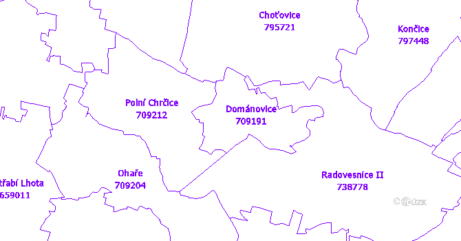 Katastrální mapa Dománovice
