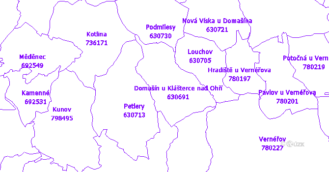 Katastrální mapa Domašín
