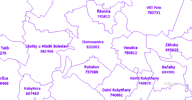 Katastrální mapa Domousnice