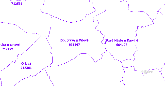 Katastrální mapa Doubrava