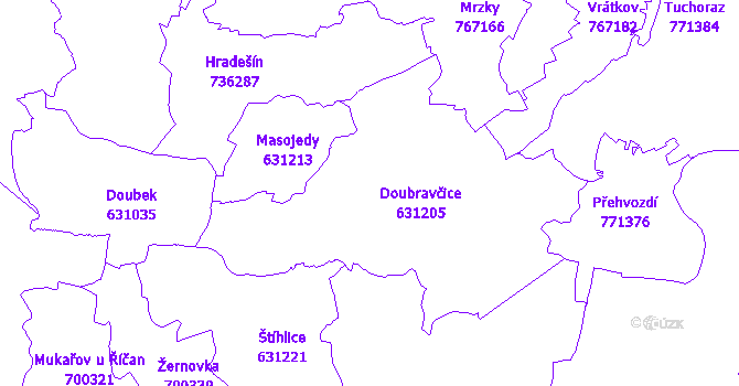 Katastrální mapa Doubravčice