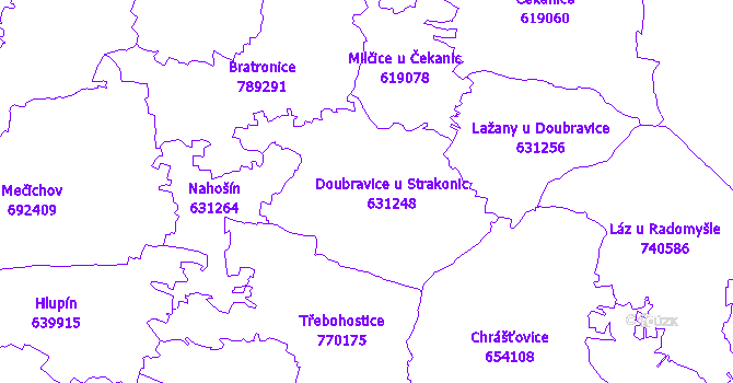 Katastrální mapa Doubravice