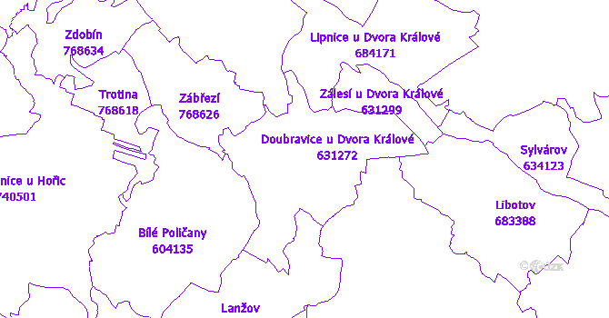 Katastrální mapa Doubravice