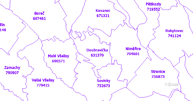 Katastrální mapa Doubravička