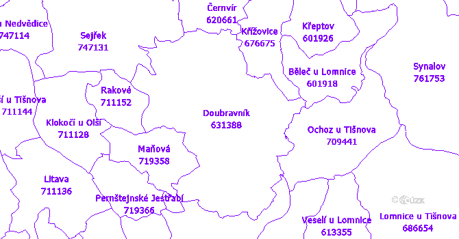 Katastrální mapa Doubravník