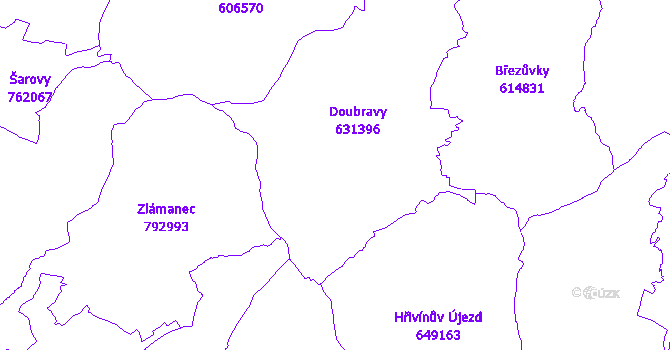 Katastrální mapa Doubravy