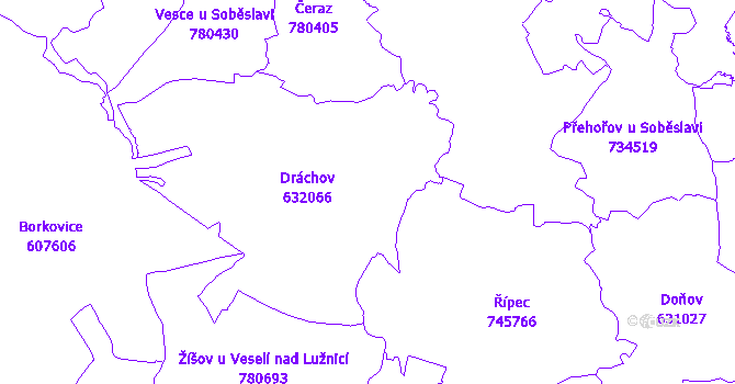 Katastrální mapa Dráchov