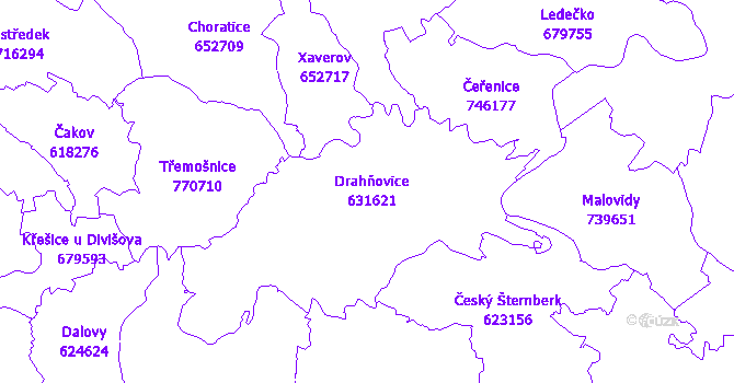 Katastrální mapa Drahňovice
