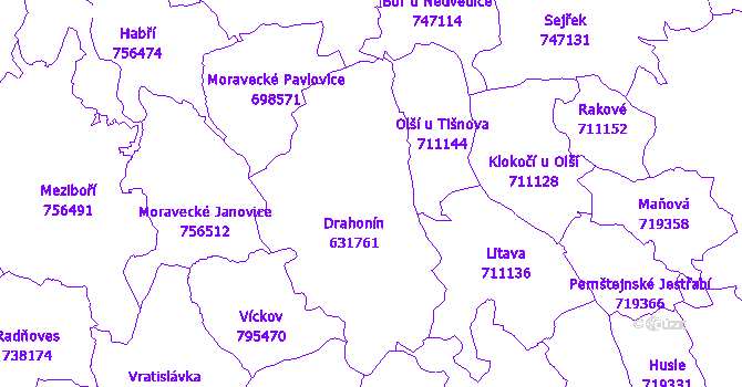 Katastrální mapa Drahonín