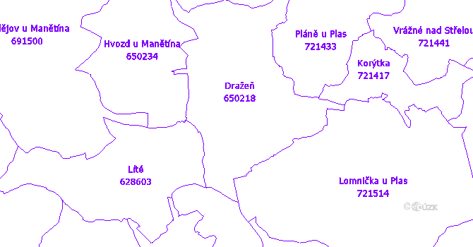 Katastrální mapa Dražeň