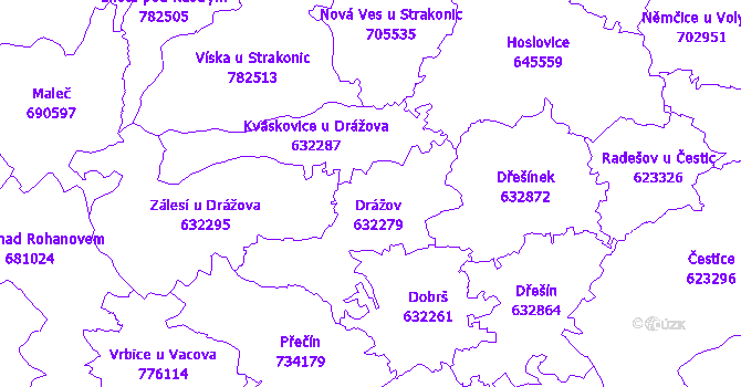 Katastrální mapa Drážov