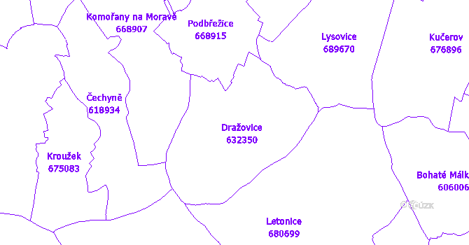 Katastrální mapa Dražovice