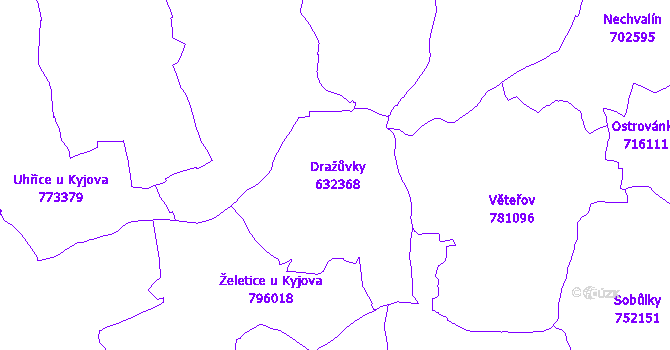 Katastrální mapa Dražůvky