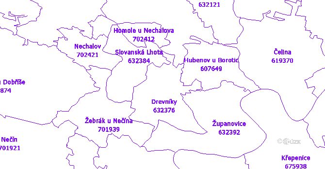 Katastrální mapa Drevníky