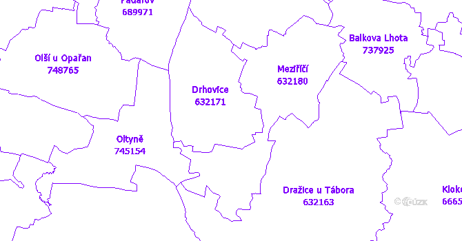 Katastrální mapa Drhovice