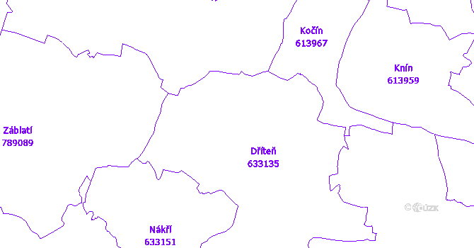Katastrální mapa Dříteň
