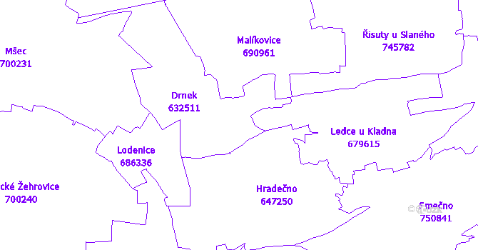 Katastrální mapa Drnek