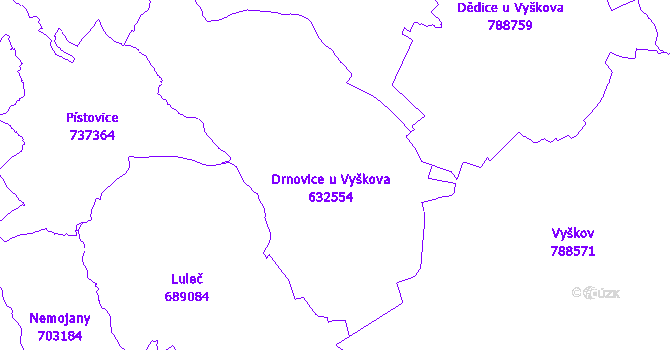 Katastrální mapa Drnovice