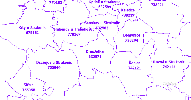 Katastrální mapa Droužetice