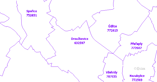 Katastrální mapa Droužkovice