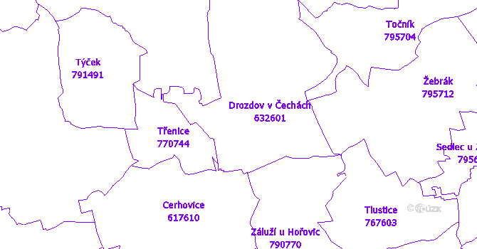 Katastrální mapa Drozdov