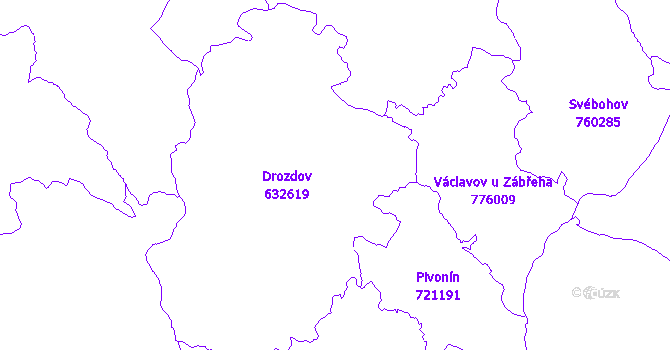 Katastrální mapa Drozdov