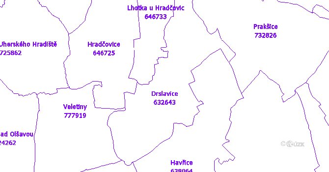 Katastrální mapa Drslavice