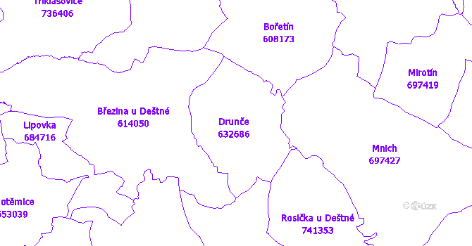 Katastrální mapa Drunče
