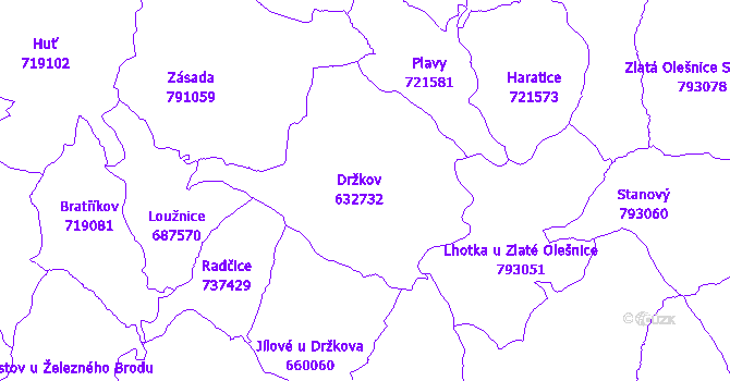 Katastrální mapa Držkov
