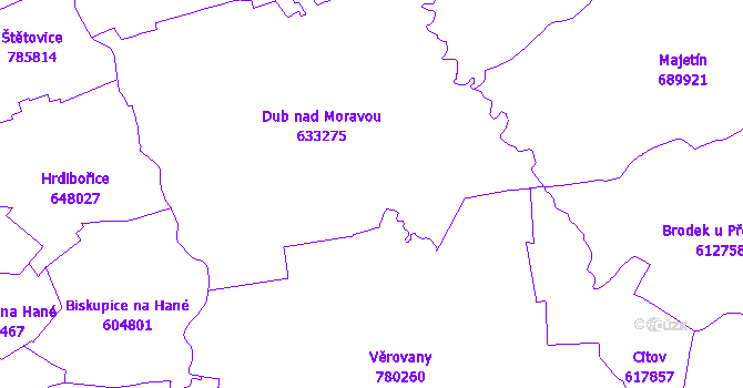 Katastrální mapa Dub nad Moravou