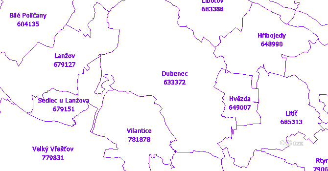 Katastrální mapa Dubenec