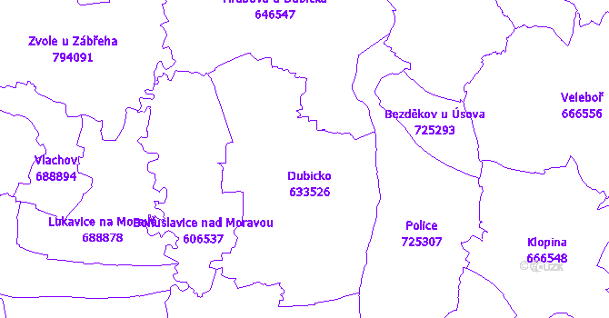 Katastrální mapa Dubicko