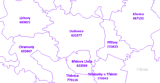 Katastrální mapa Dublovice