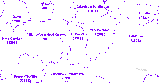 Katastrální mapa Dubovice