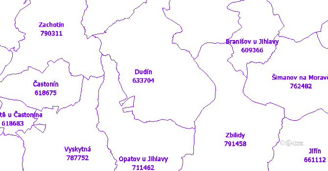 Katastrální mapa Dudín