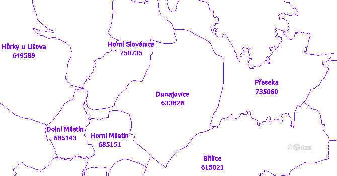 Katastrální mapa Dunajovice