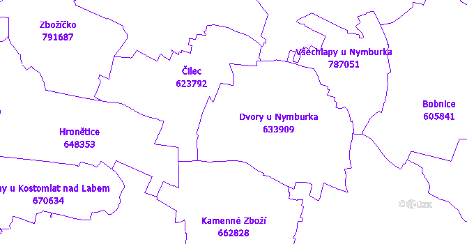 Katastrální mapa Dvory