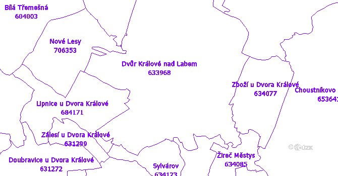 Katastrální mapa Dvůr Králové nad Labem