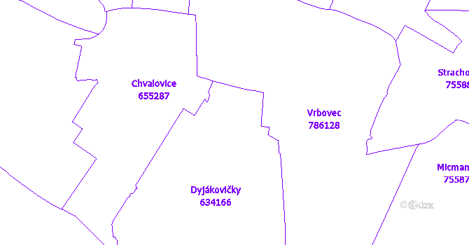 Katastrální mapa Dyjákovičky