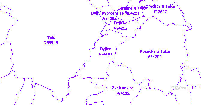 Katastrální mapa Dyjice
